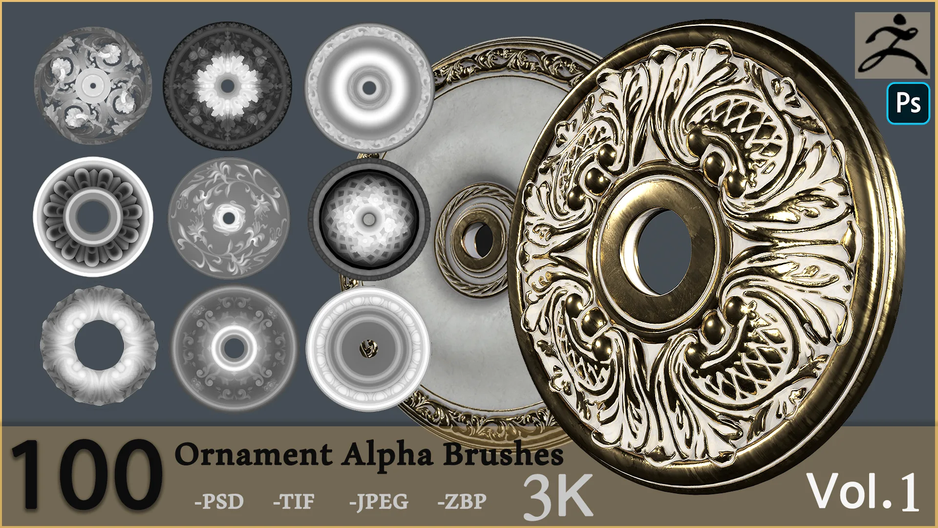 Ornament Alpha Brushes And Alphas (100)