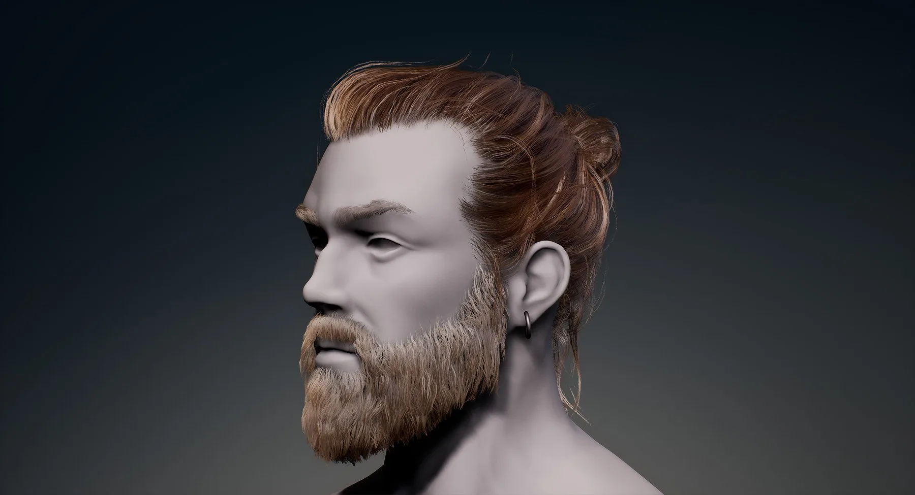 Real-Time Man Hair (Hairstyle, Beard, Eyebrows for Games)