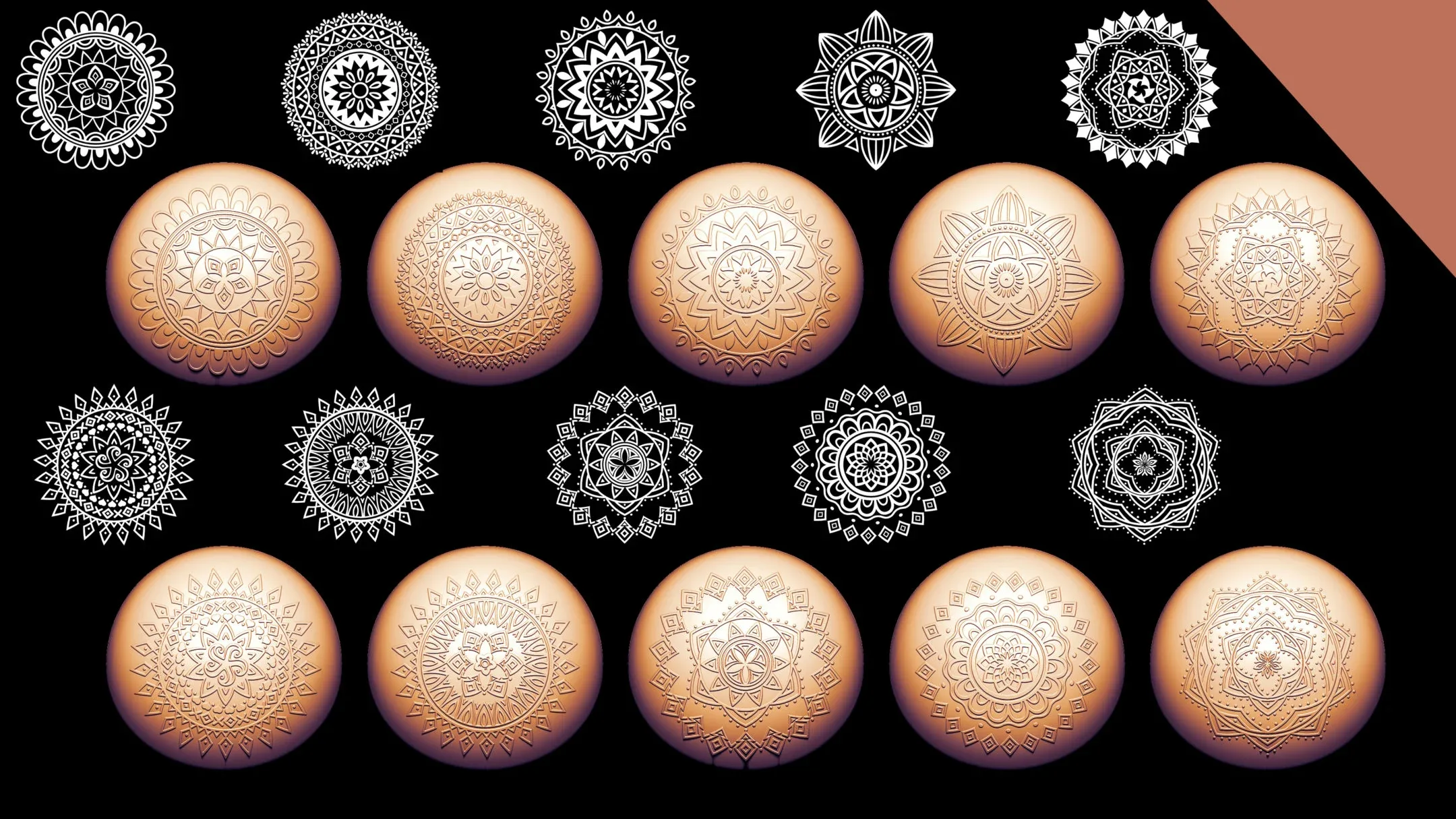 100 Mandala 3d brushes and alphas