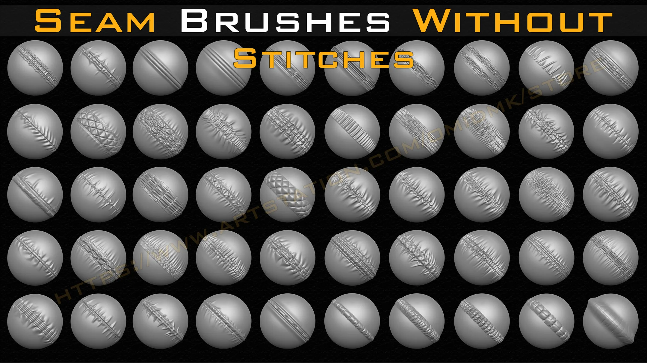 50 Seam Brushes Without Stitches (4k)+Alpha -Vol 01