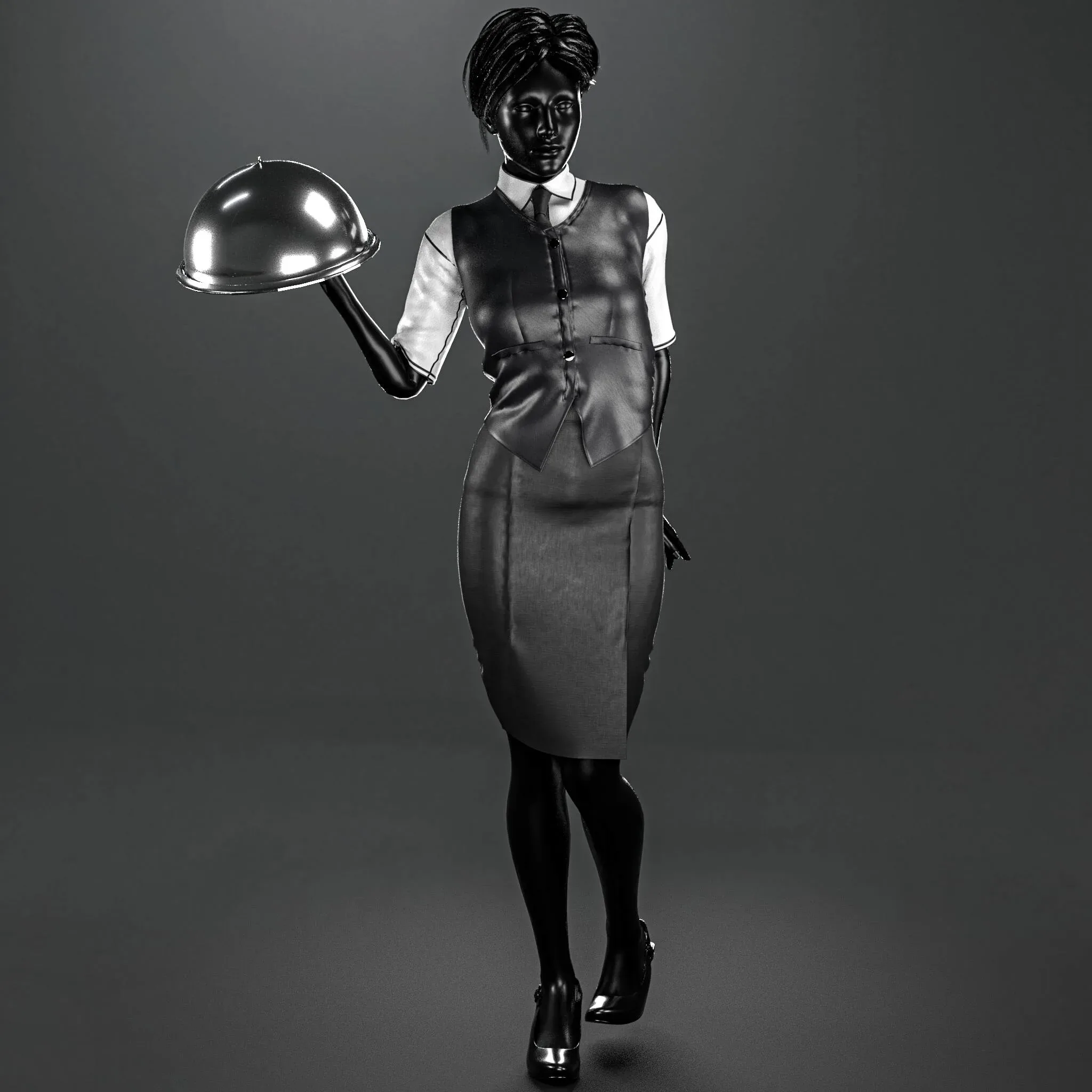 Restaurant waiter uniform (Marvelous Designer & Clo3d & FBX & OBJ & Texture)