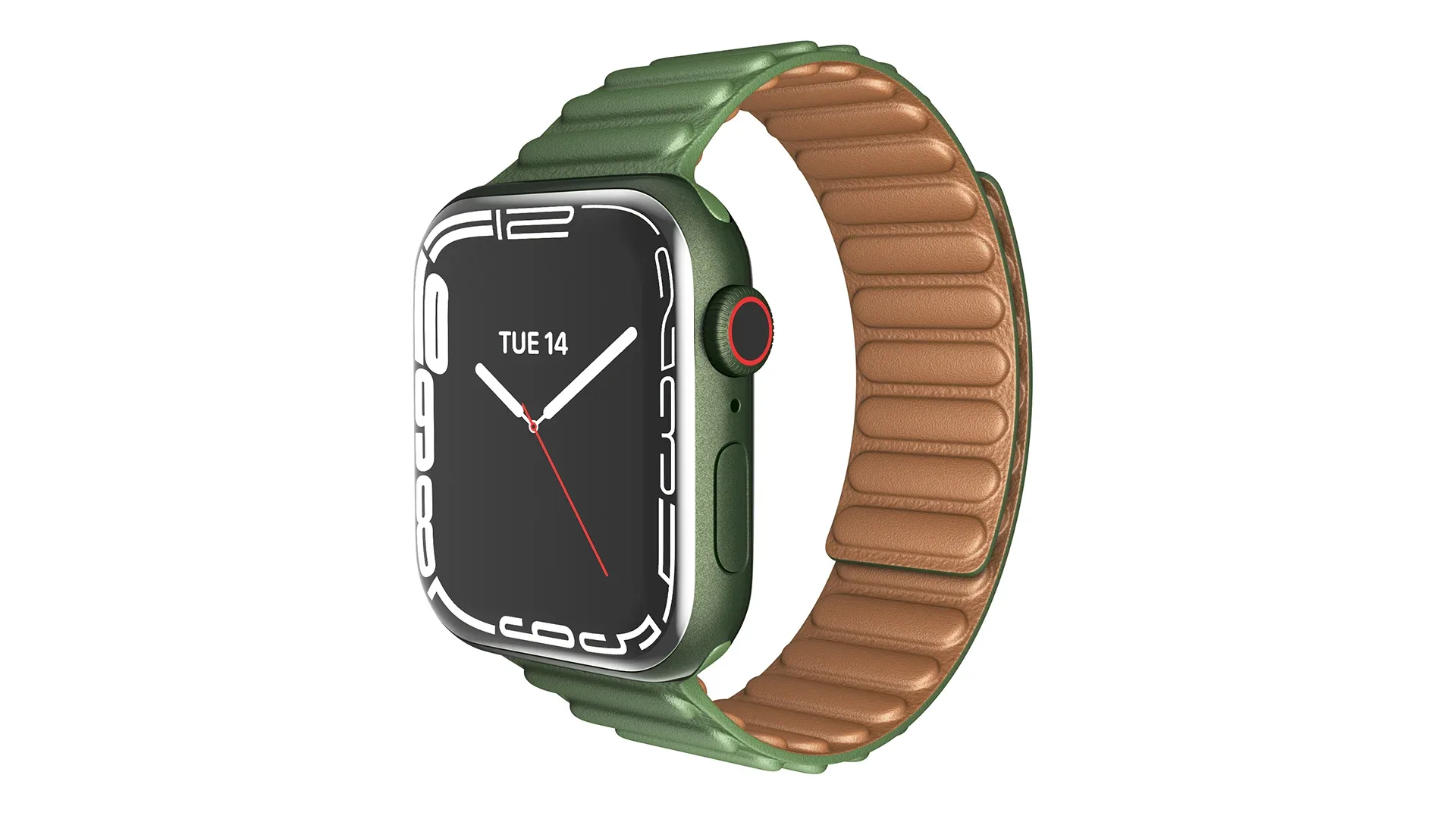 Apple Watch Series 7 45mm Green Aluminum Case with Green Leather Link
