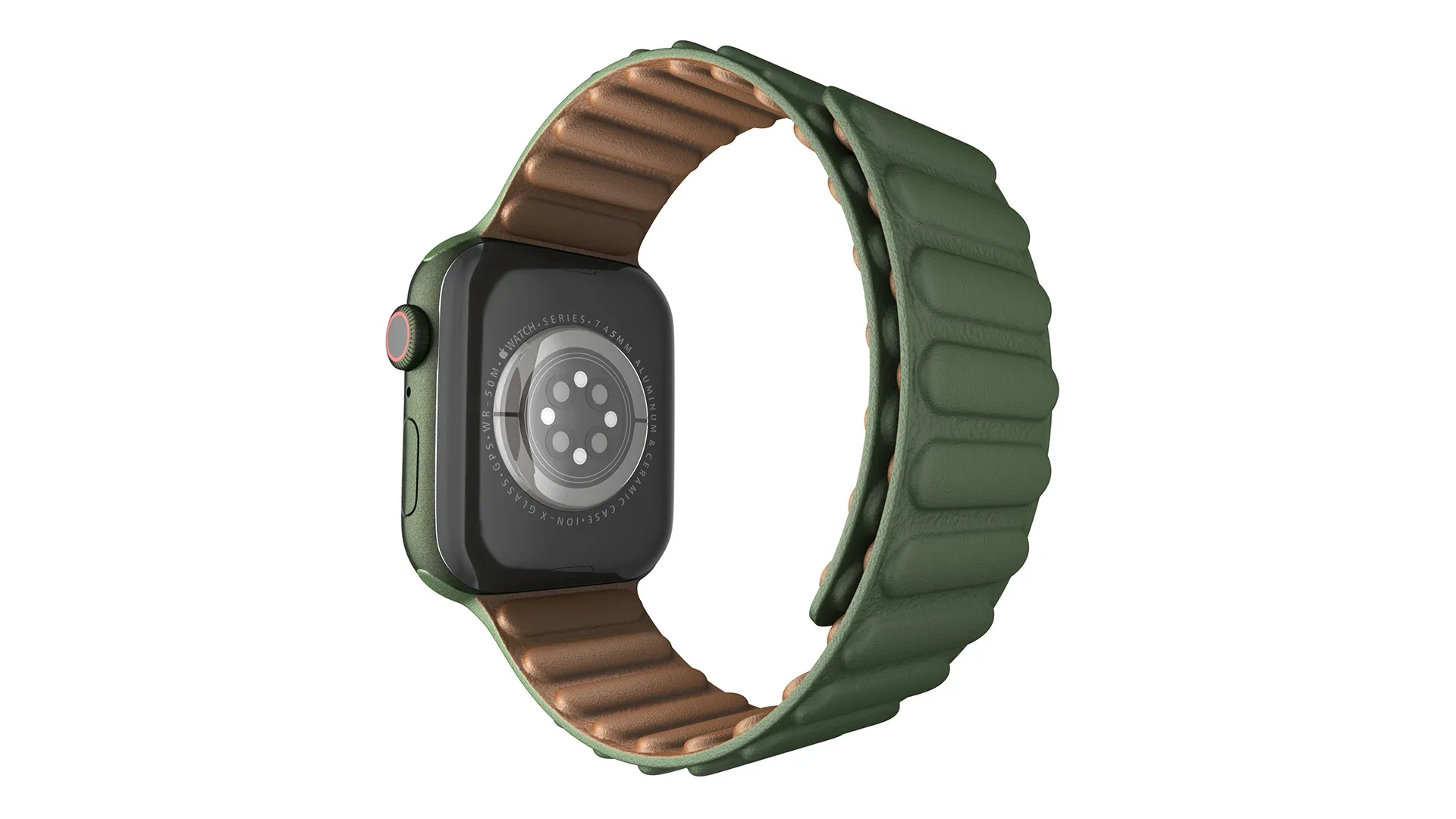 Apple Watch Series 7 45mm Green Aluminum Case with Green Leather Link