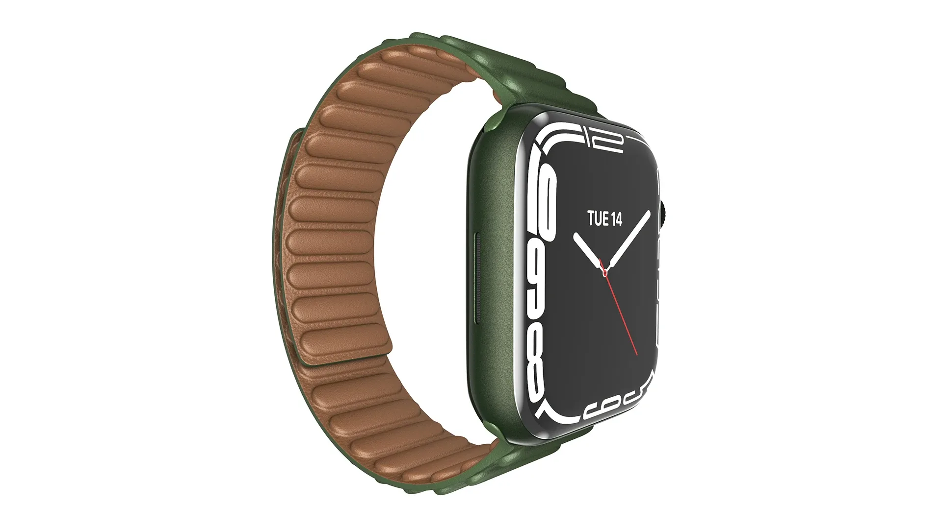 Apple Watch Series 7 45mm Green Aluminum Case with Green Leather Link