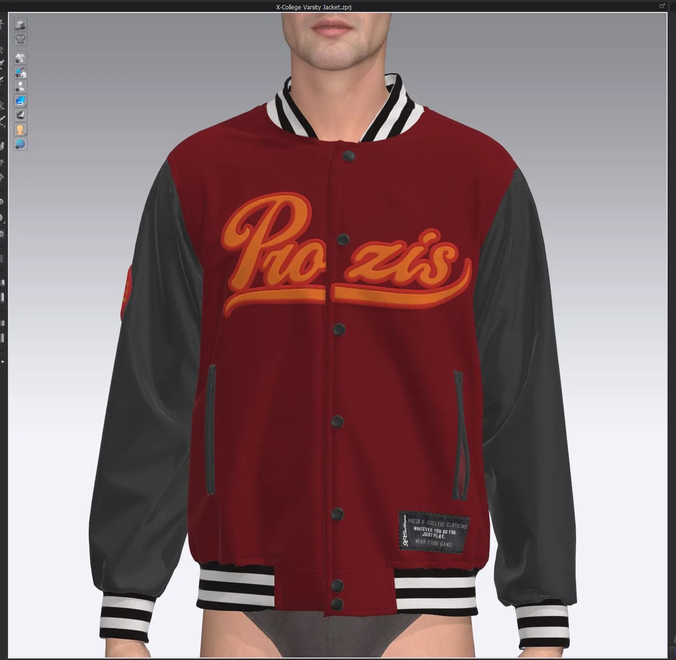 X-College Varsity Jacket , marvelous designer,clo3d