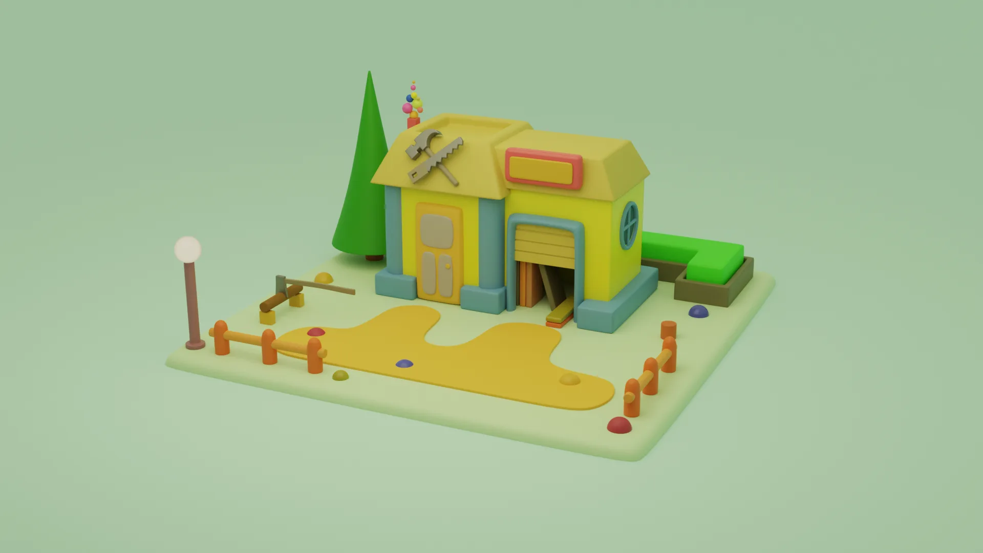 Carpentry fantasy building collection cartoon city