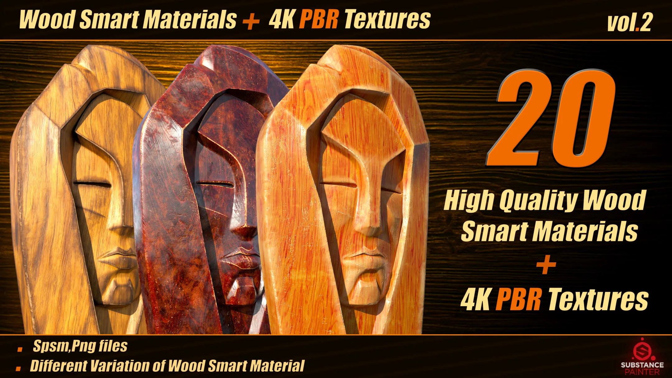 20 High Quality Wood Smart Material Bundle + 4k PBR Textures_VOL.02