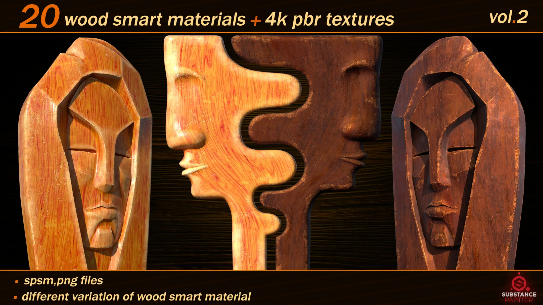 20 High Quality Wood Smart Material Bundle + 4k PBR Textures_VOL.02