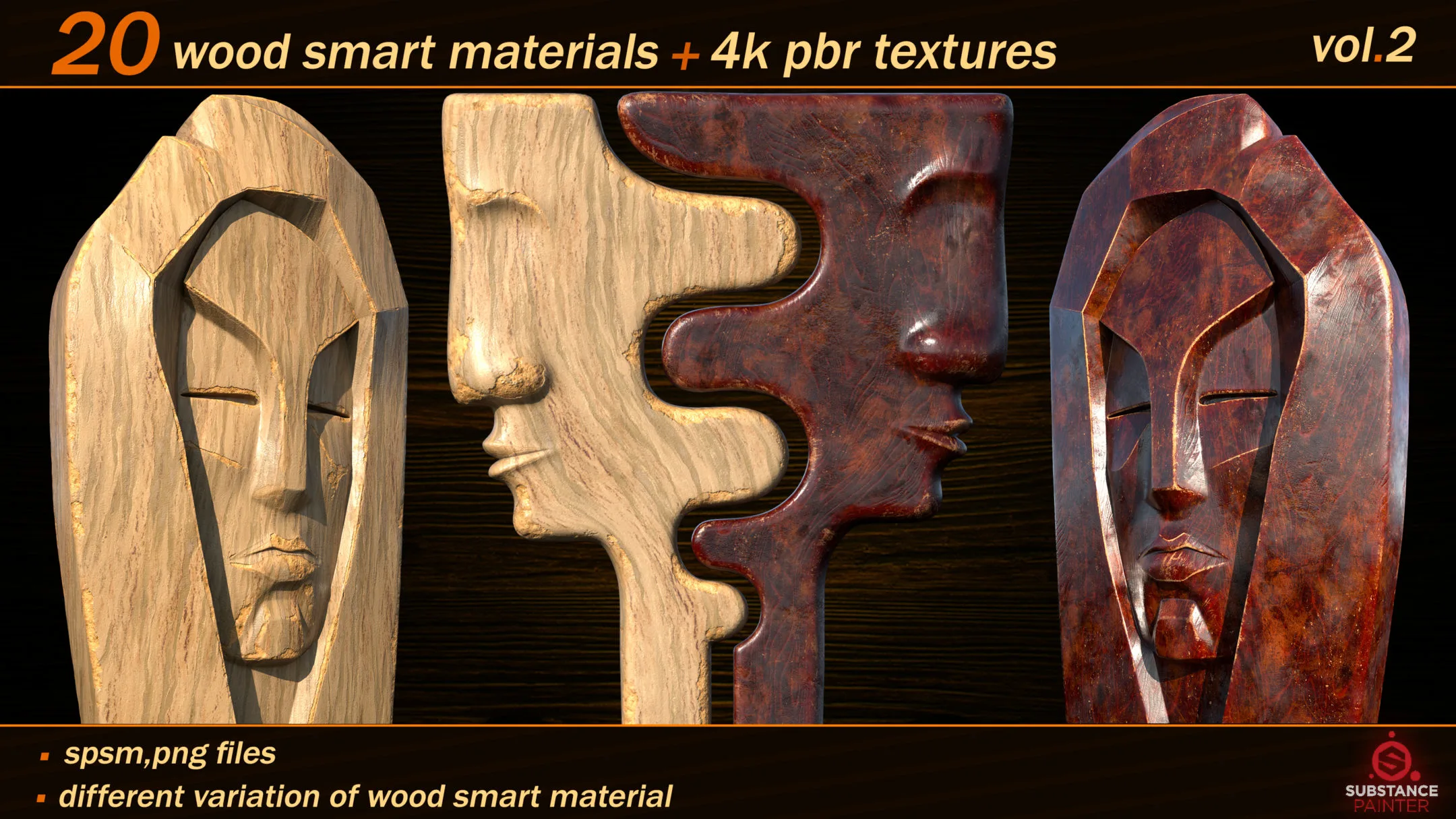 20 High Quality Wood Smart Material Bundle + 4k PBR Textures_VOL.02