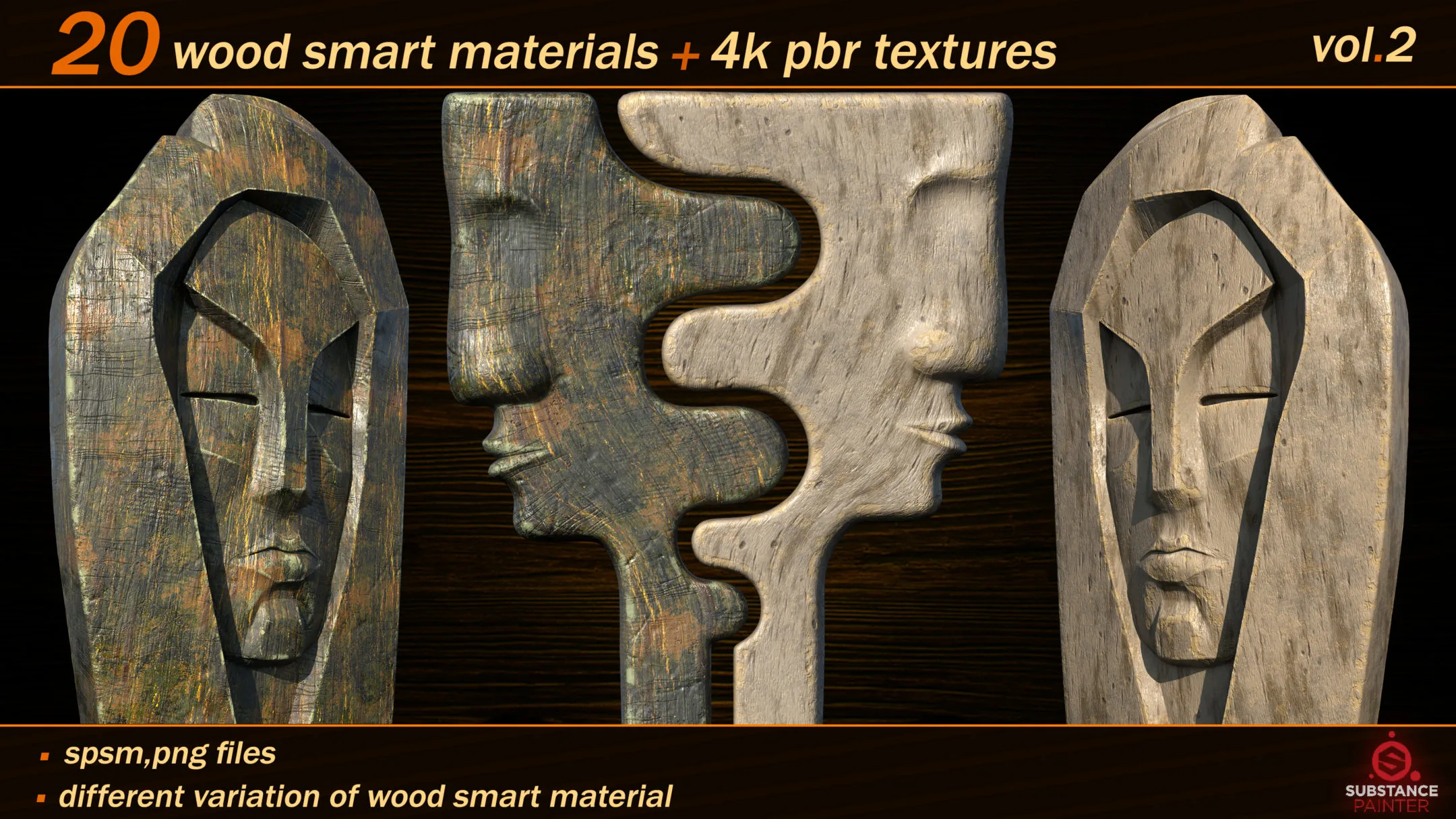 20 High Quality Wood Smart Material Bundle + 4k PBR Textures_VOL.02