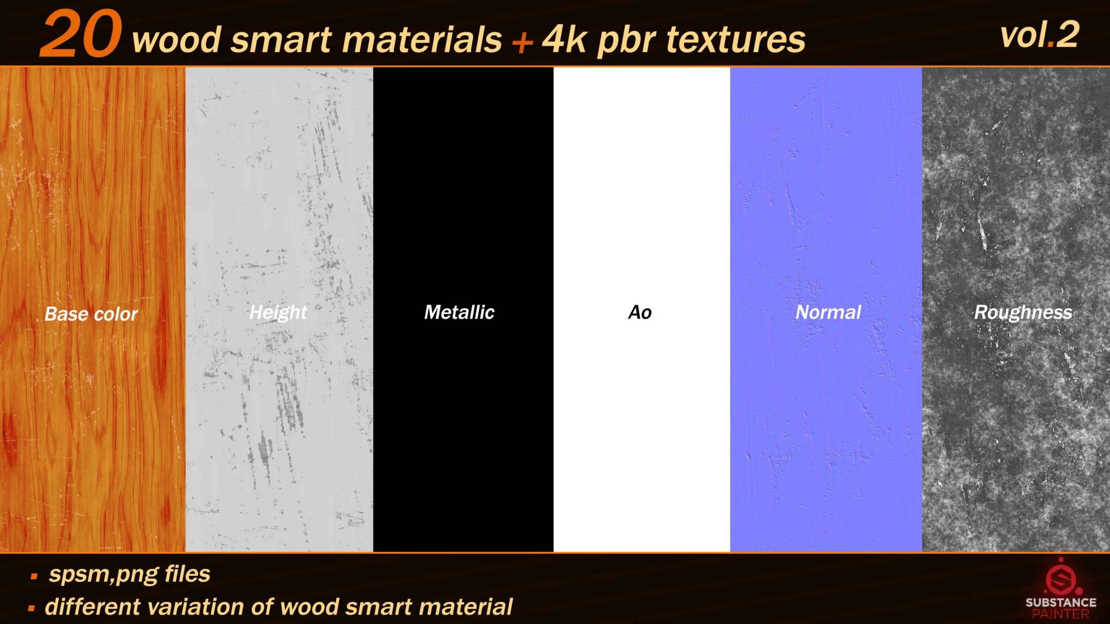 20 High Quality Wood Smart Material Bundle + 4k PBR Textures_VOL.02