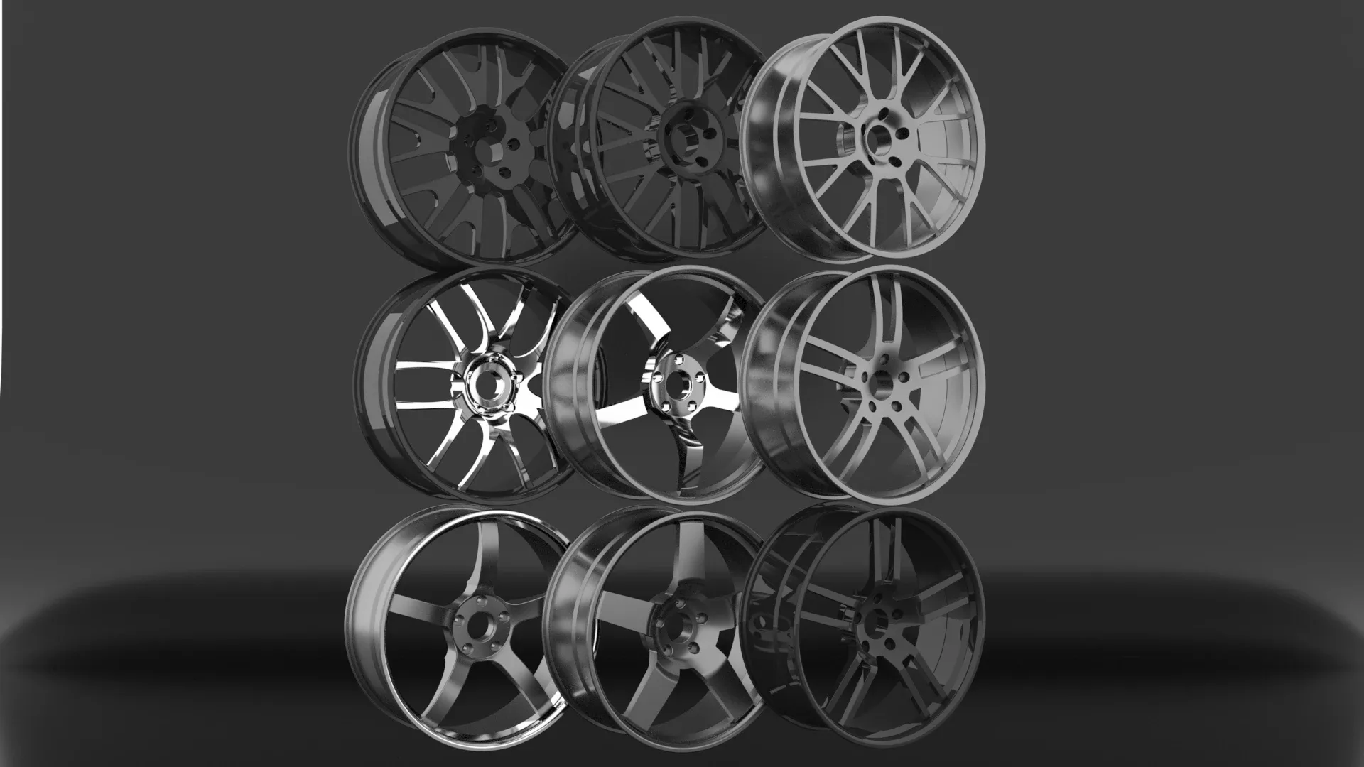 High quality aftermarket customizable tuner wheel pack 3D models