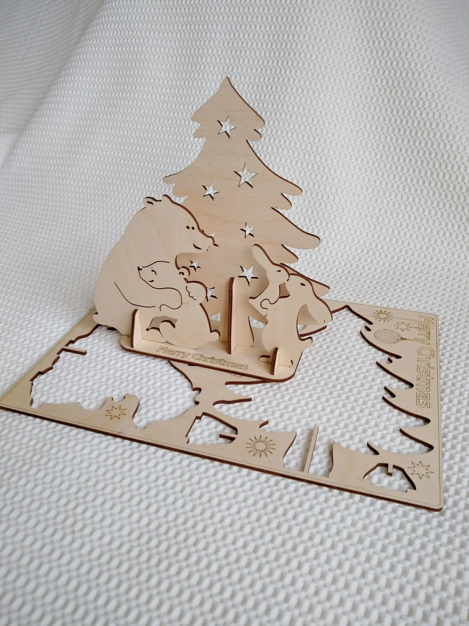 Christmas card, gift 3D Puzzles vector svg dxf files for laser cut. Laser template Christmas greetings, Laser model Christmas souvenir card.