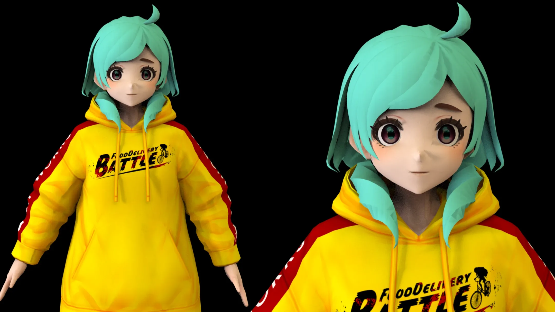game ready Low Poly Anime Character 3
