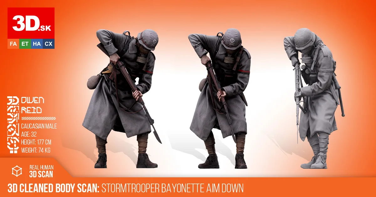 Cleaned Body Scan | 3D Model Owen Reid | Army Stormtrooper Bayonette Aim Down