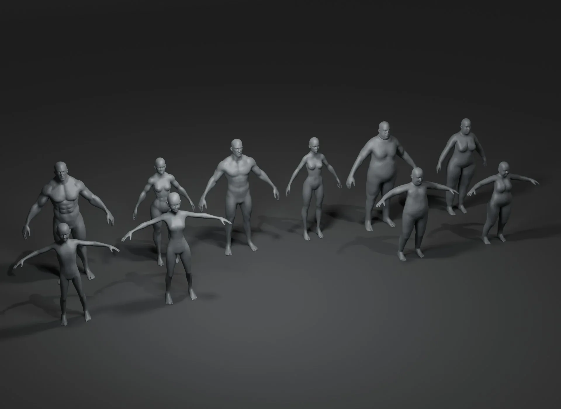 Human Body Base Mesh 40 3D Models Pack