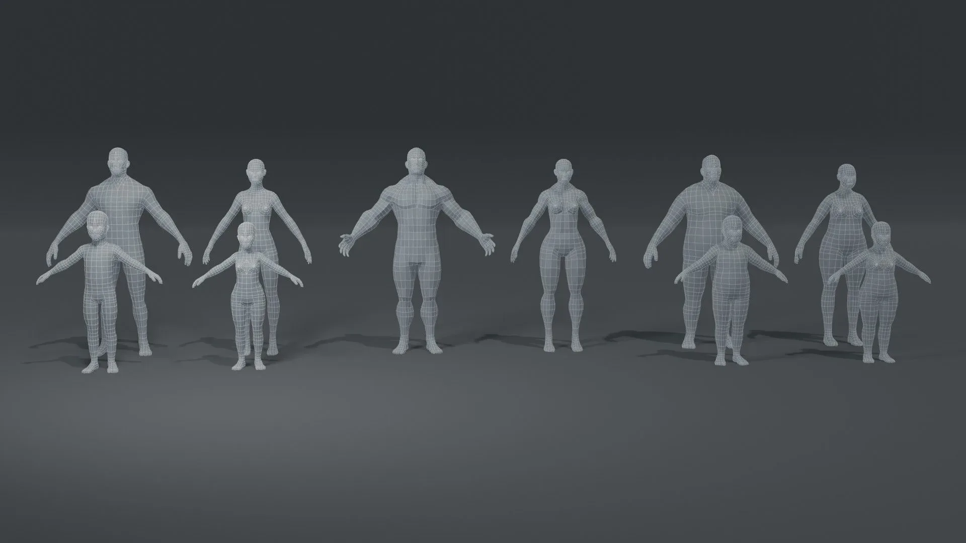 Human Body Base Mesh 40 3D Models Pack