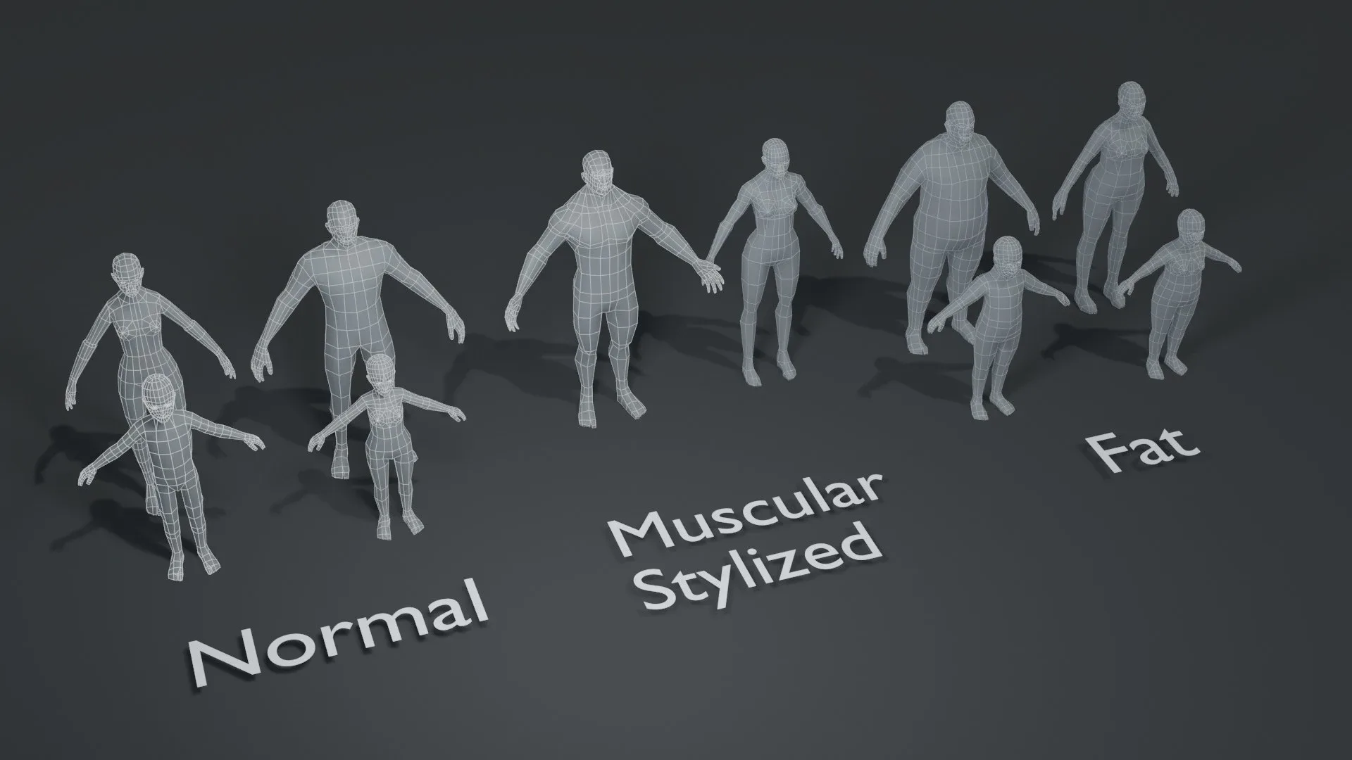 Human Body Base Mesh 40 3D Models Pack