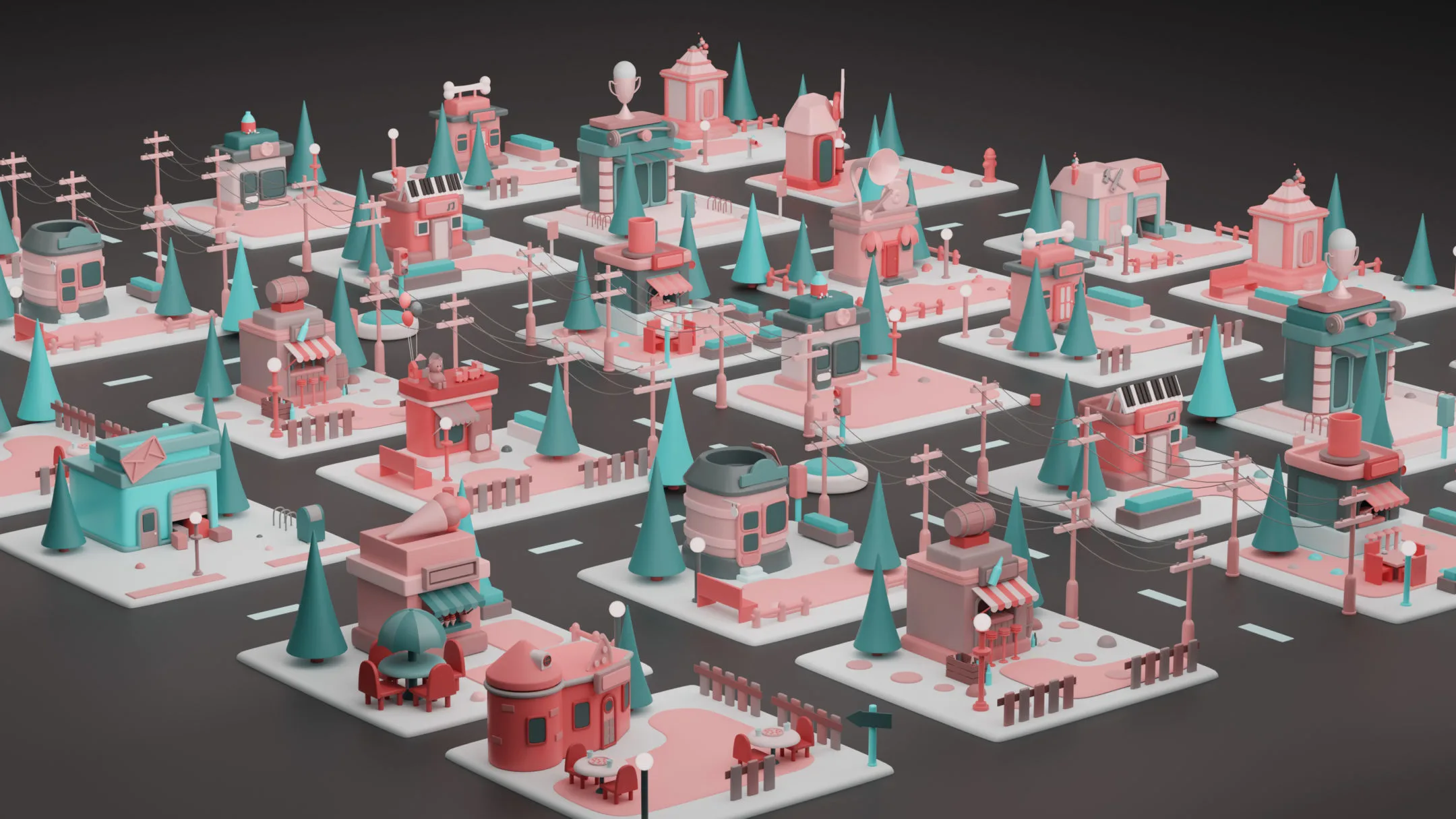 fantasy building collection cartoon city