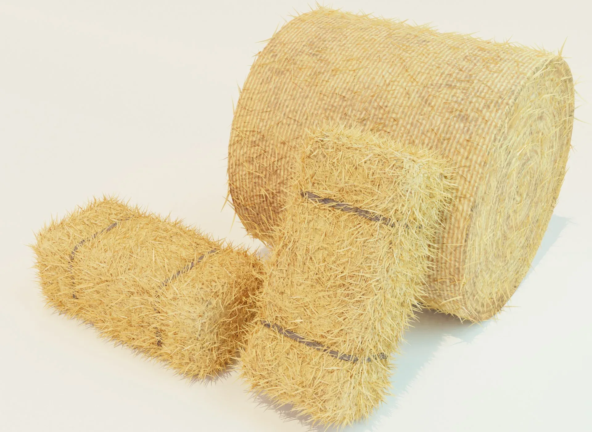 Hay Bale Square and Round 3D Model