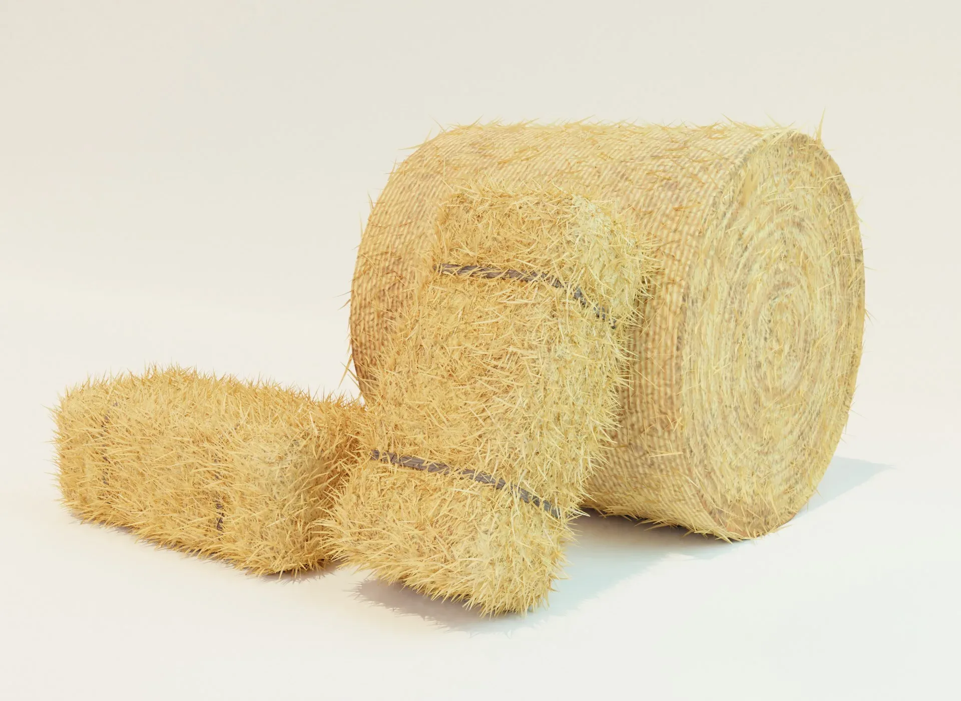 Hay Bale Square and Round 3D Model