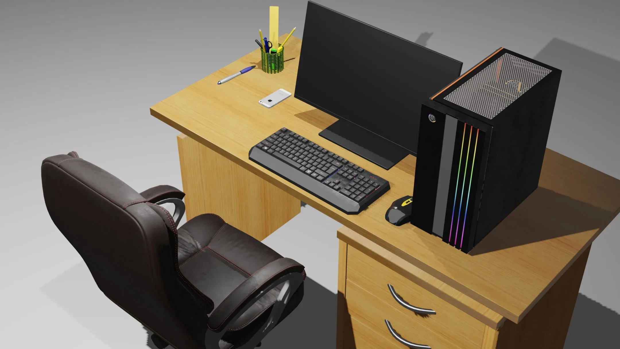 gaming computer setup 3d model