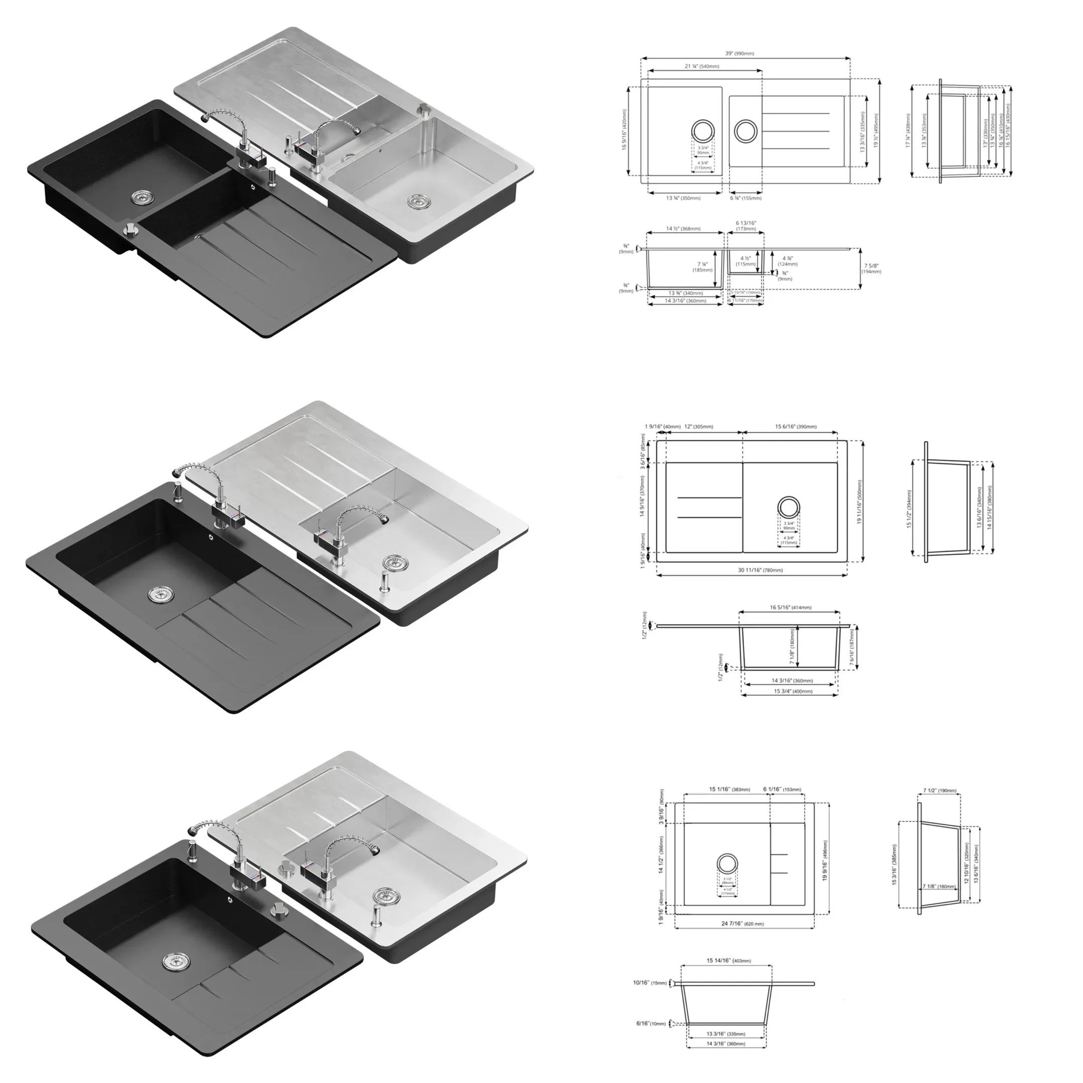 Double Bowl And Single Kitchen Sink-Lavello Sinks