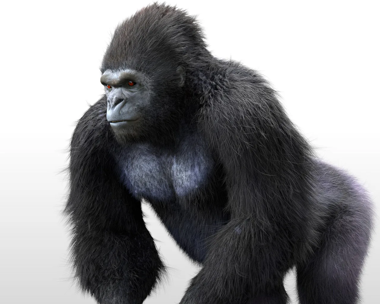 Gorilla hair fur rigged 3d model