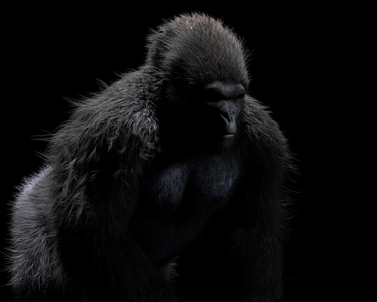 Gorilla hair fur rigged 3d model