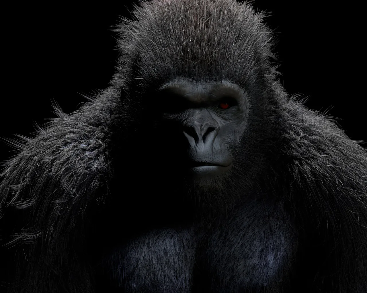 Gorilla hair fur rigged 3d model