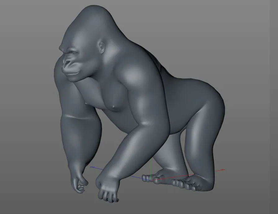 Gorilla hair fur rigged 3d model