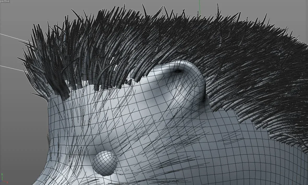 Hedgehog hair fur rigged 3d model