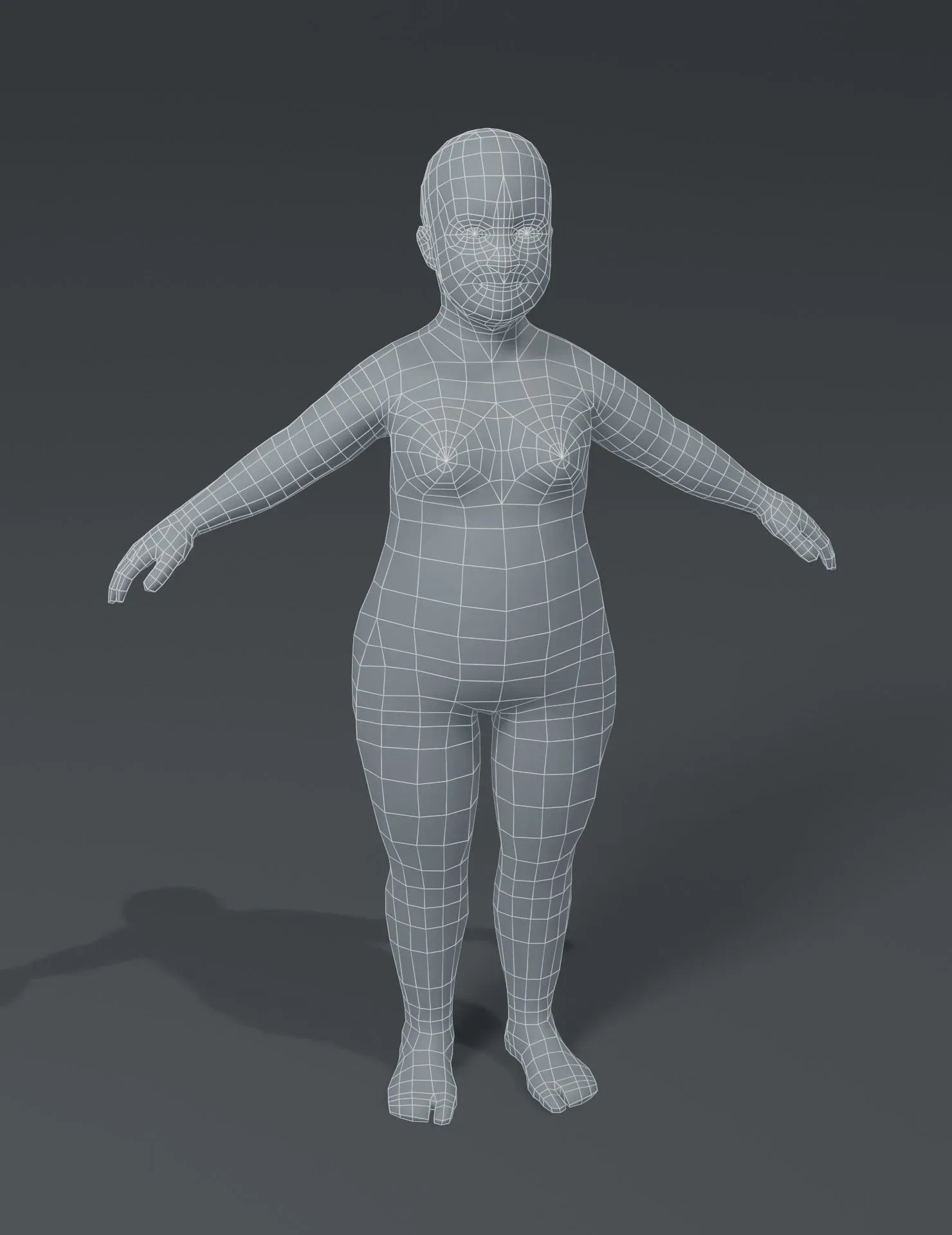 Fat Human Body Base Mesh 3D Model Family Pack