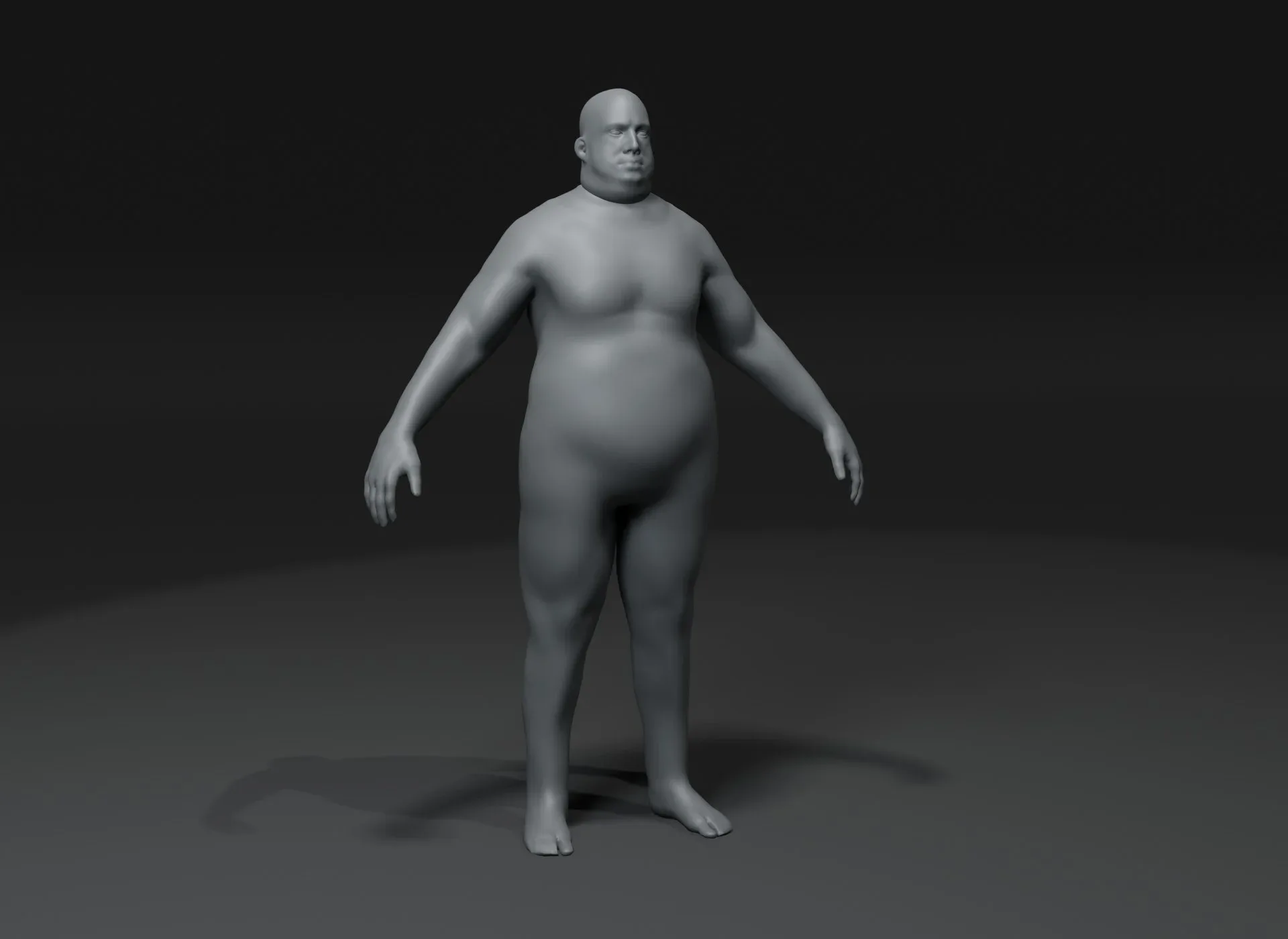 Fat Human Body Base Mesh 3D Model Family Pack 20k Polygons