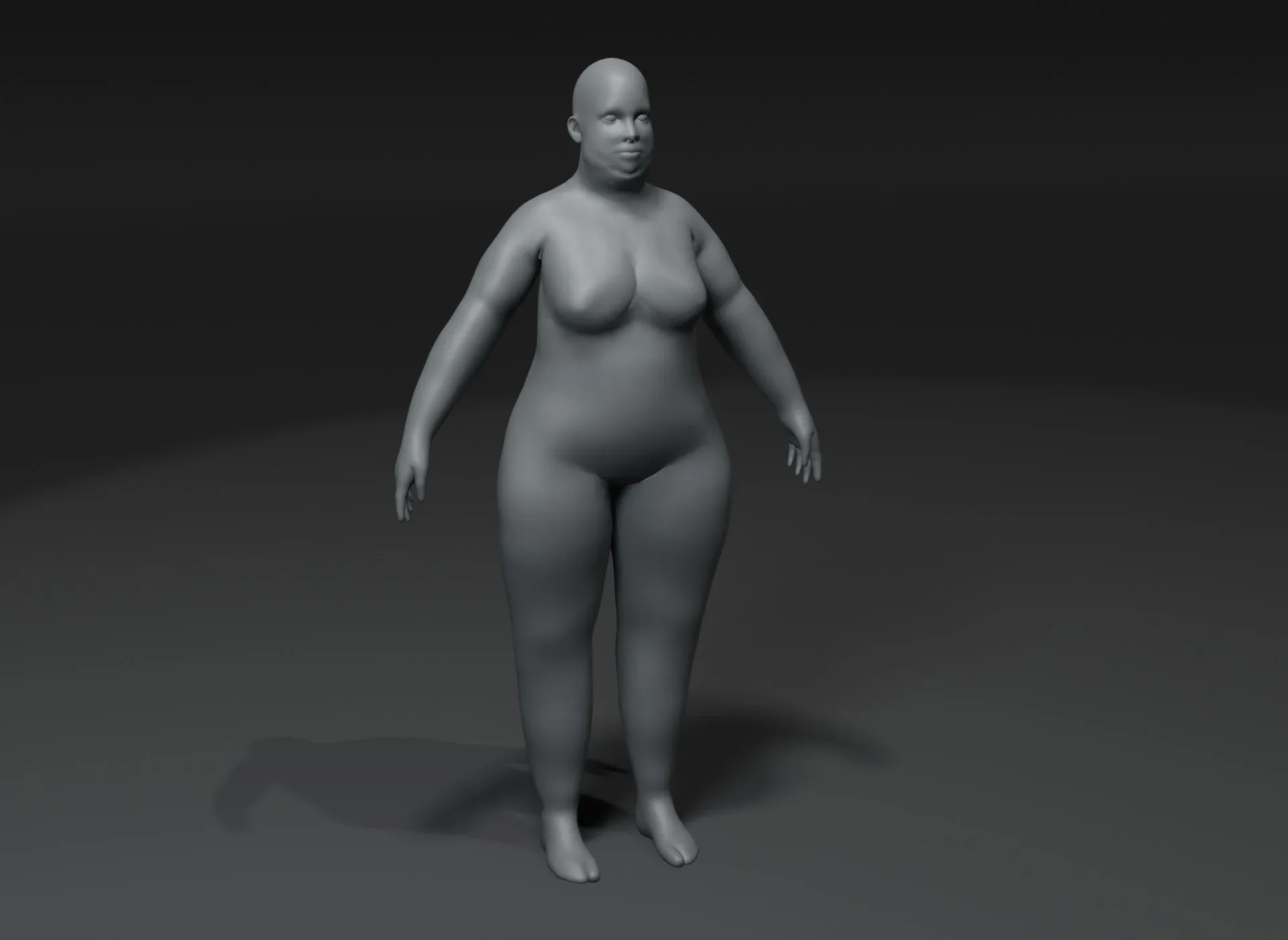 Fat Human Body Base Mesh 3D Model Family Pack 20k Polygons