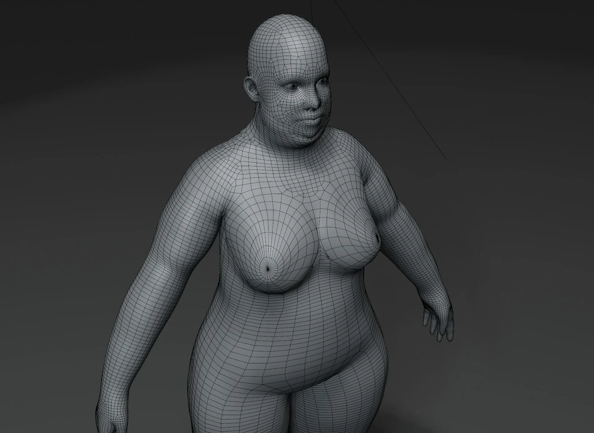 Fat Human Body Base Mesh 3D Model Family Pack 20k Polygons