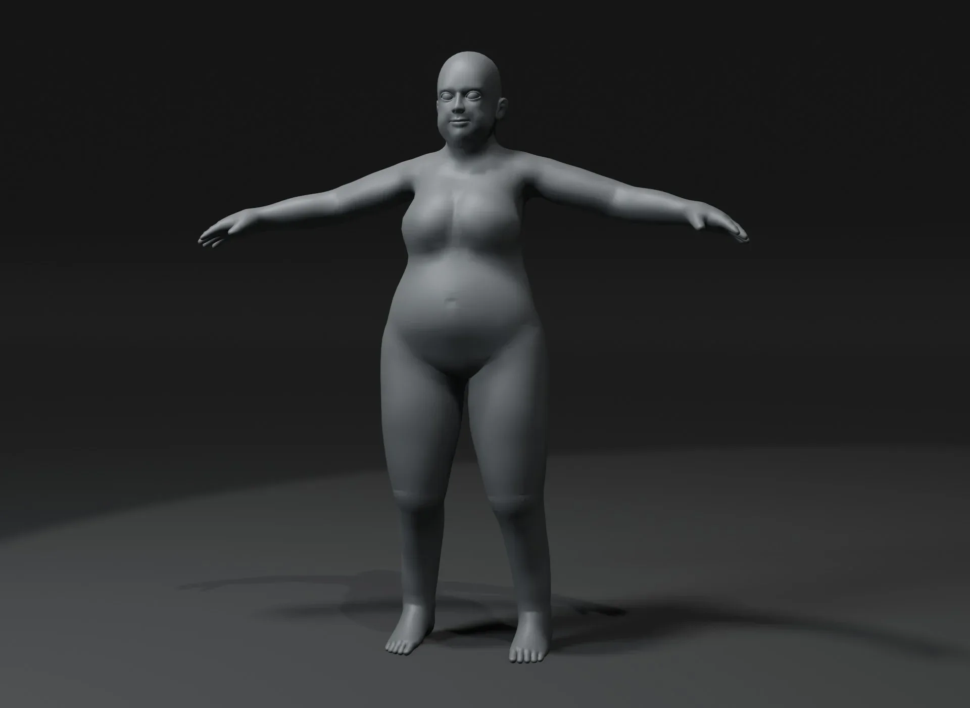 Fat Human Body Base Mesh 3D Model Family Pack 20k Polygons