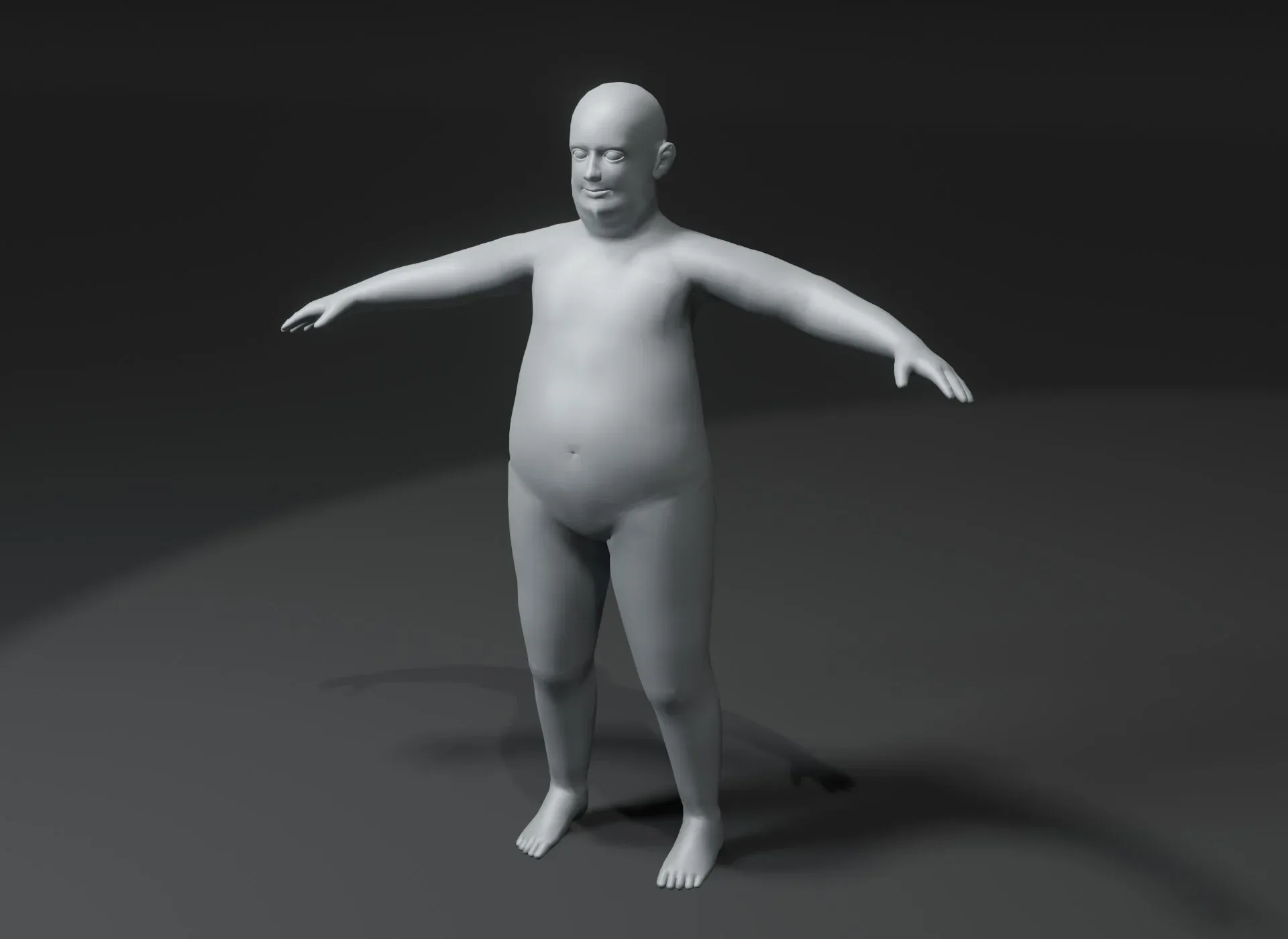 Fat Human Body Base Mesh 3D Model Family Pack 10k Polygons