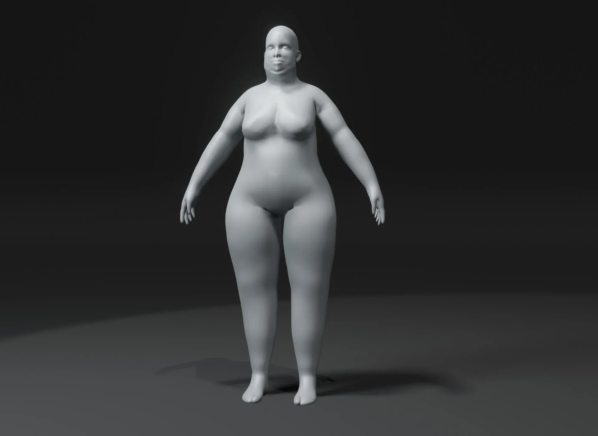 Fat Human Body Base Mesh 3D Model Family Pack 10k Polygons