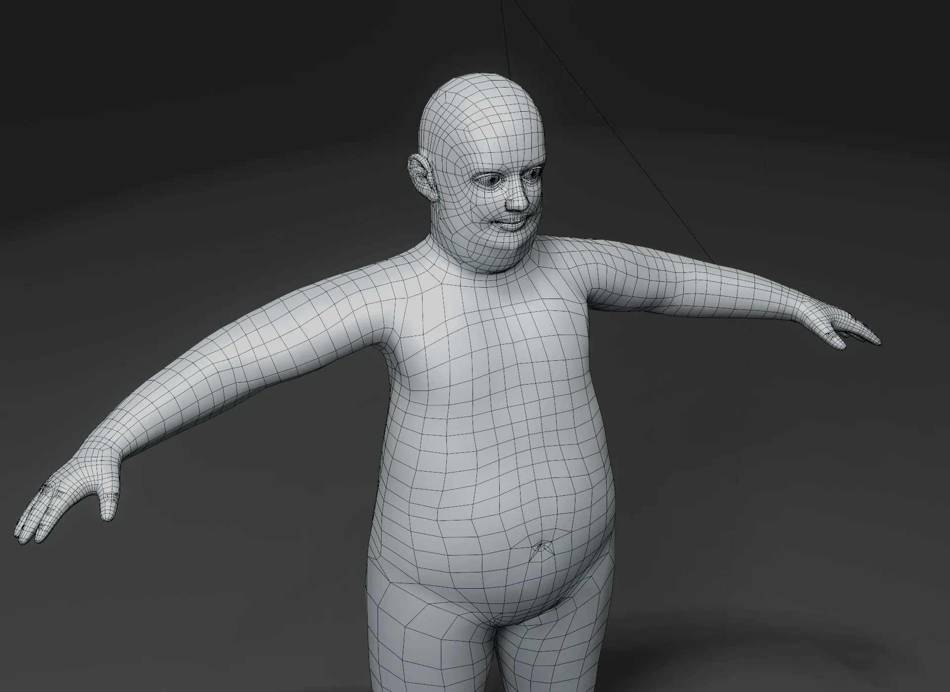 Fat Human Body Base Mesh 3D Model Family Pack 10k Polygons