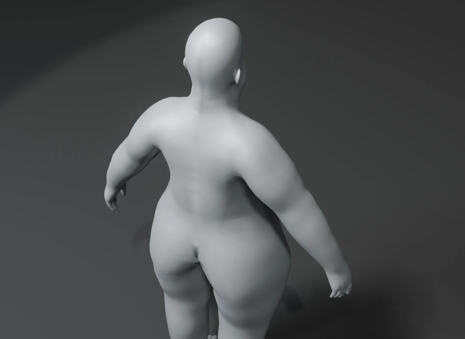 Fat Human Body Base Mesh 3D Model Family Pack 10k Polygons