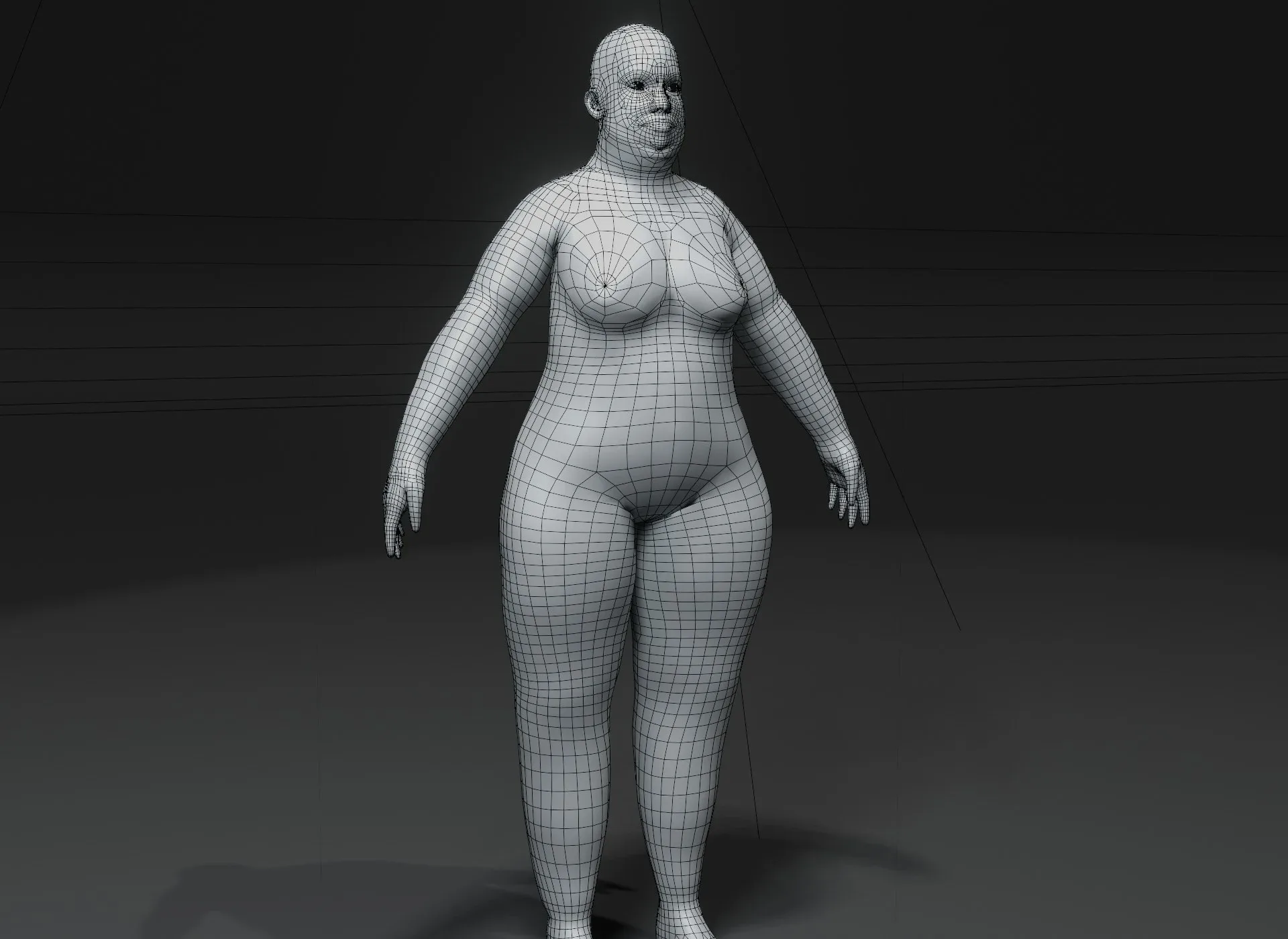 Fat Human Body Base Mesh 3D Model Family Pack 10k Polygons