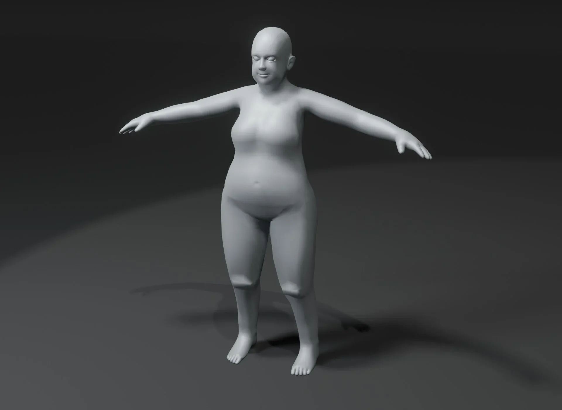 Fat Human Body Base Mesh 3D Model Family Pack 10k Polygons