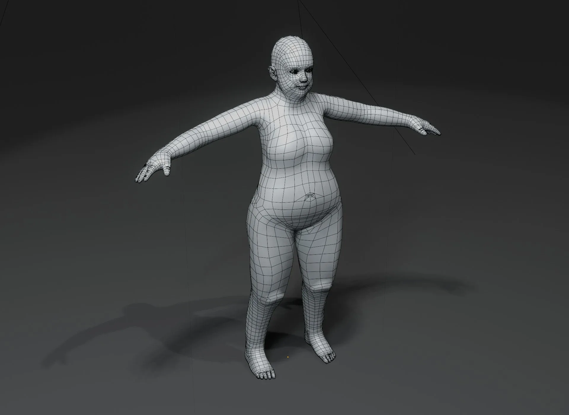 Fat Human Body Base Mesh 3D Model Family Pack 10k Polygons