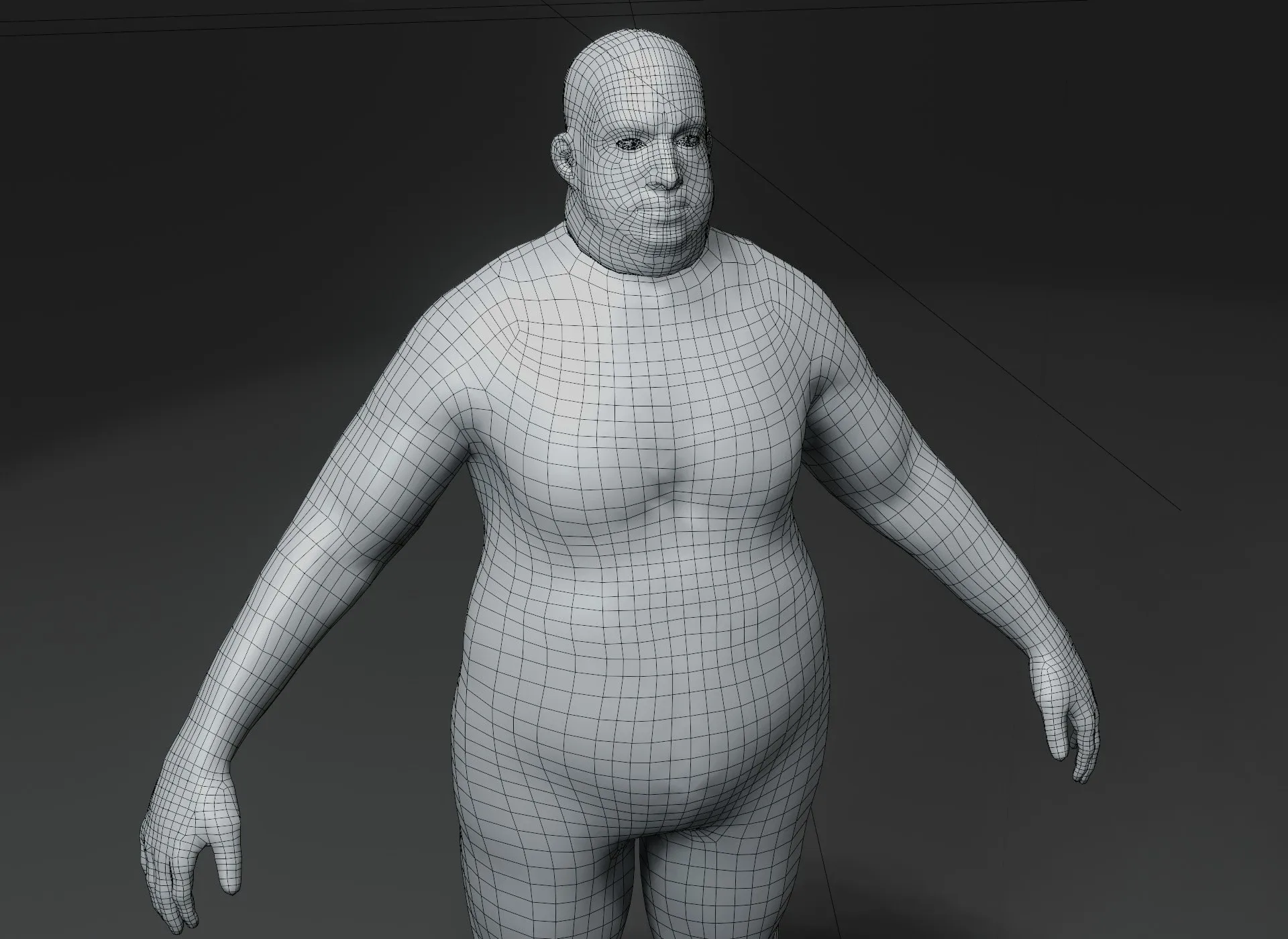 Fat Human Body Base Mesh 3D Model Family Pack 10k Polygons