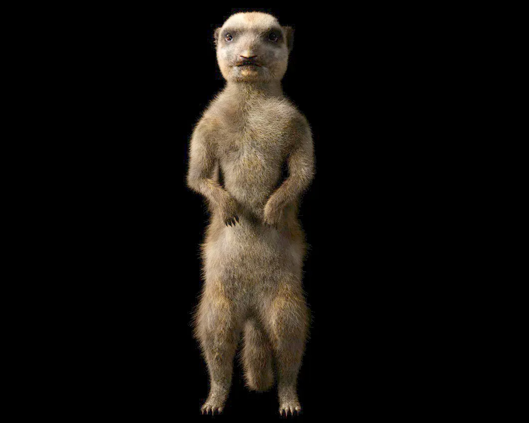 Meerkat hair fur rigged 3d model