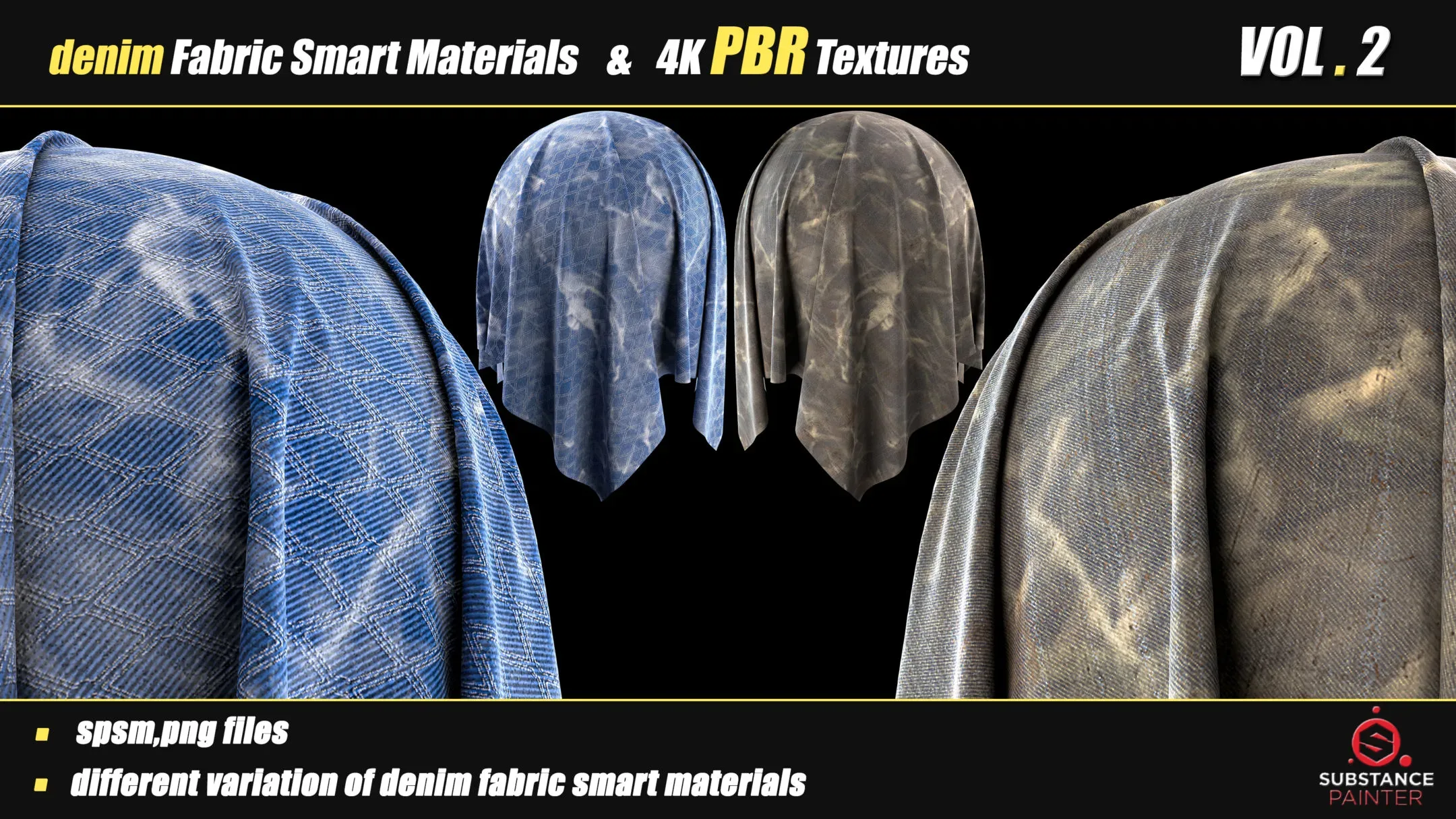 30 Denim Fabric Smart Material Bundle + 4K PBR Texture_VOL_02