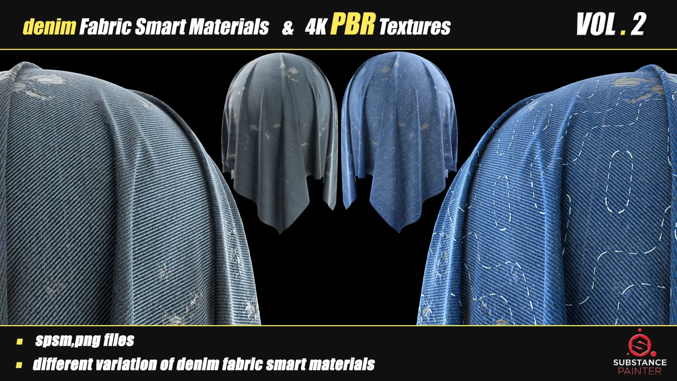 30 Denim Fabric Smart Material Bundle + 4K PBR Texture_VOL_02