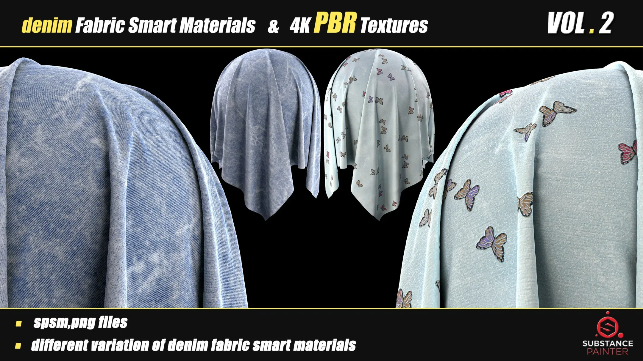 30 Denim Fabric Smart Material Bundle + 4K PBR Texture_VOL_02