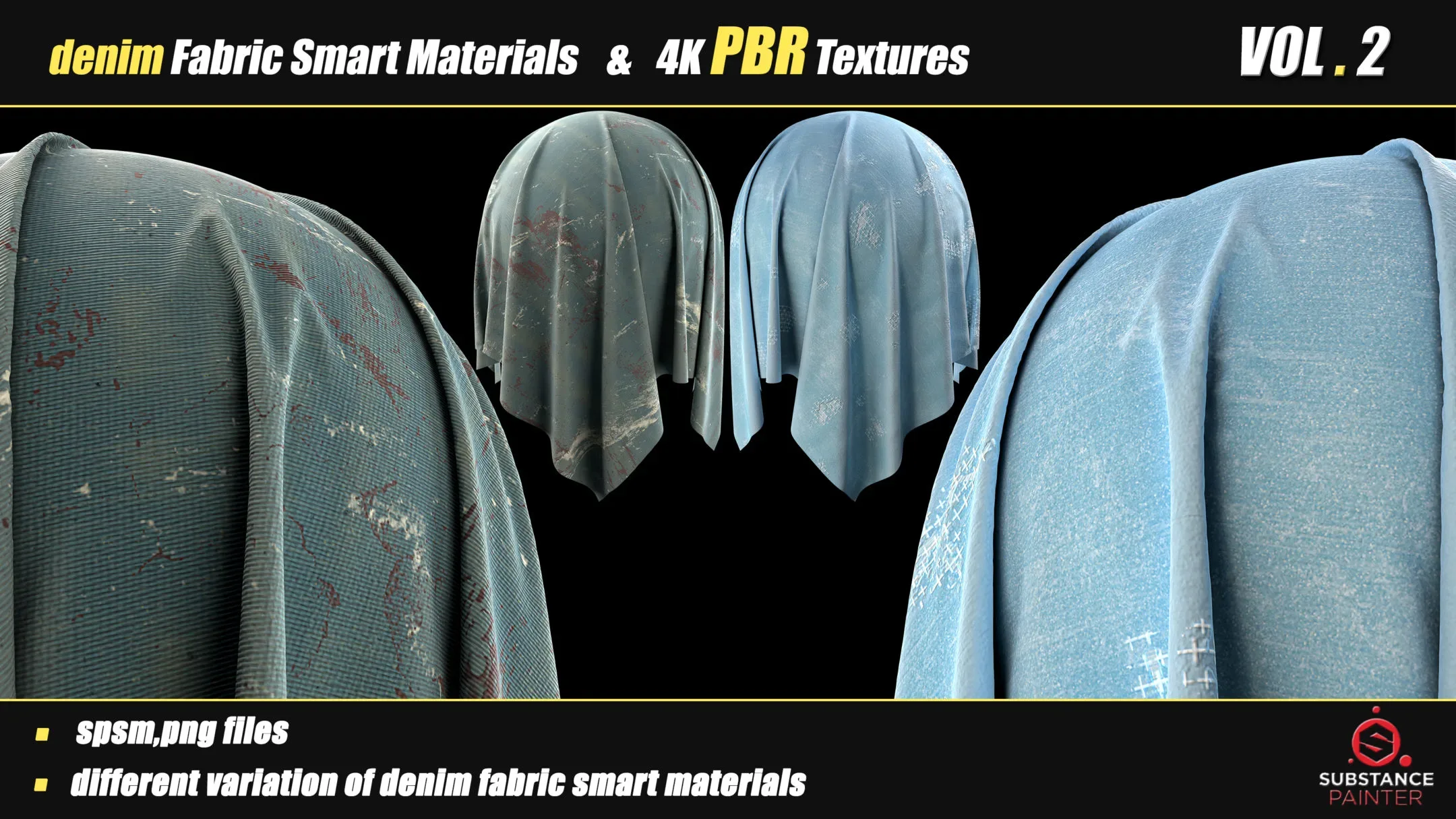 30 Denim Fabric Smart Material Bundle + 4K PBR Texture_VOL_02